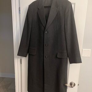 Elegant Wool Hand Tailored Charcoal Men's Trench Coat